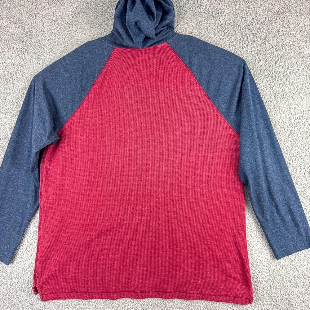 Levis Hoodie Mens 2XL Red Blue Pullover Raglan Long Sleeve Hooded Sweatshirt‎